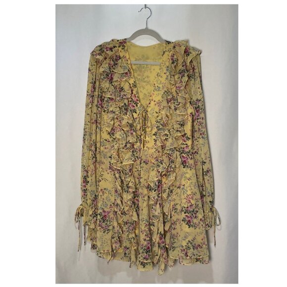 2.7 AUGUST APPAREL Endless Rose Tunic/Mini Ruffle Dress - Yellow Multi - M/L - Picture 2 of 10